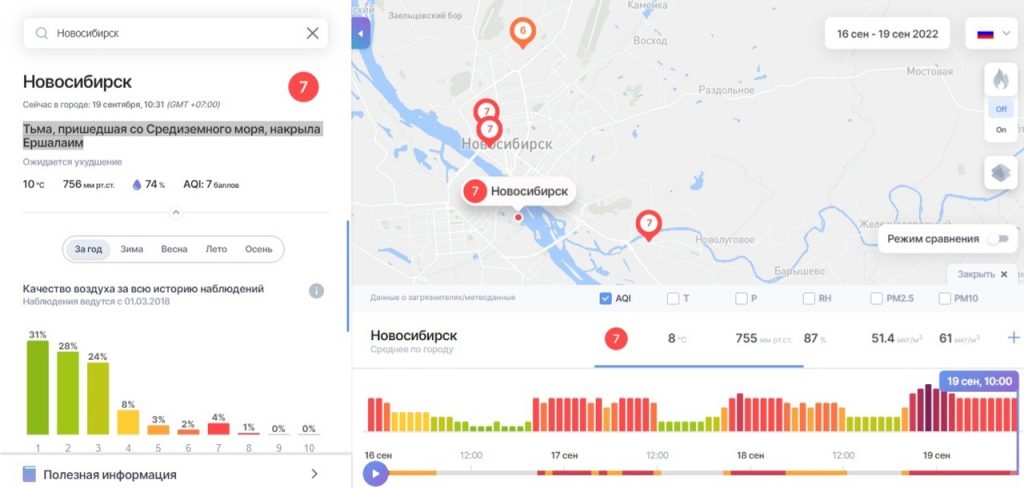 Уровень загрязнения воздуха достиг пика в час ночи