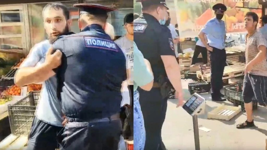Группой быстрого реагирования пришлось изгонять торговцев фруктами на улице Хилокской в Новосибирске