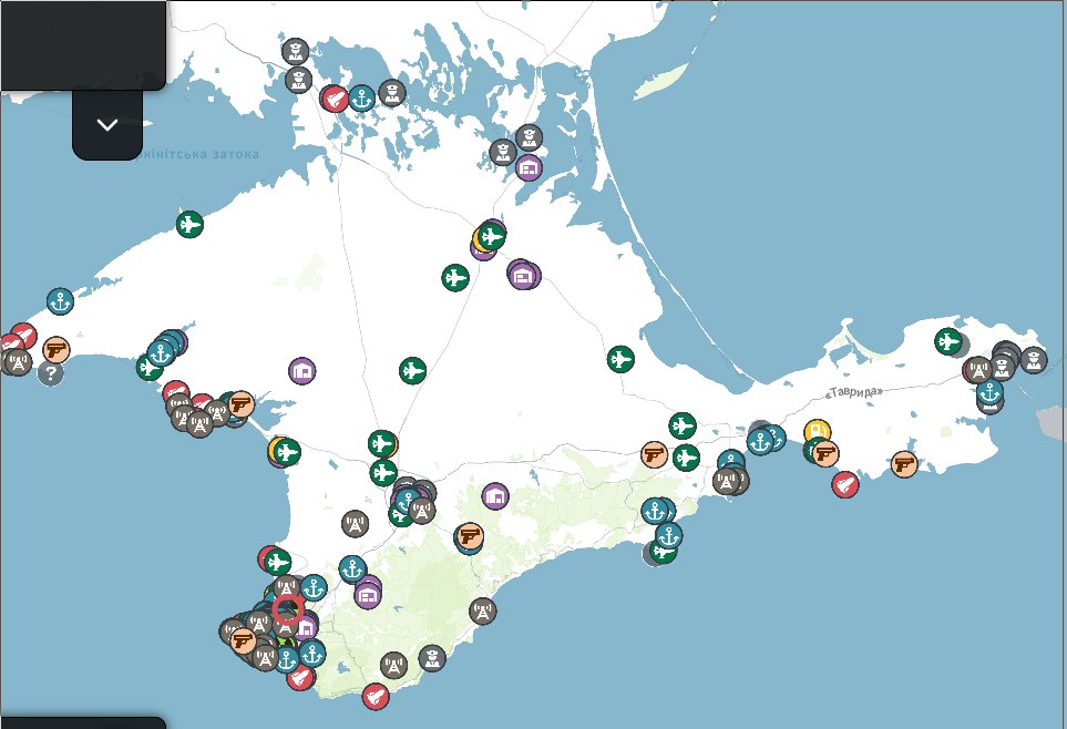 Карта крыма с военными объектами